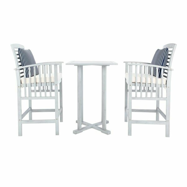 Safavieh Pate Bar Height Bistro Set - Grey Beige & Navy - 3 Piece PAT7043H